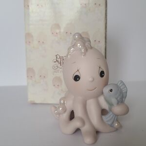 Vintage 90s Precious Moments Pink Octopus Love Porcelain Collectible Figurine